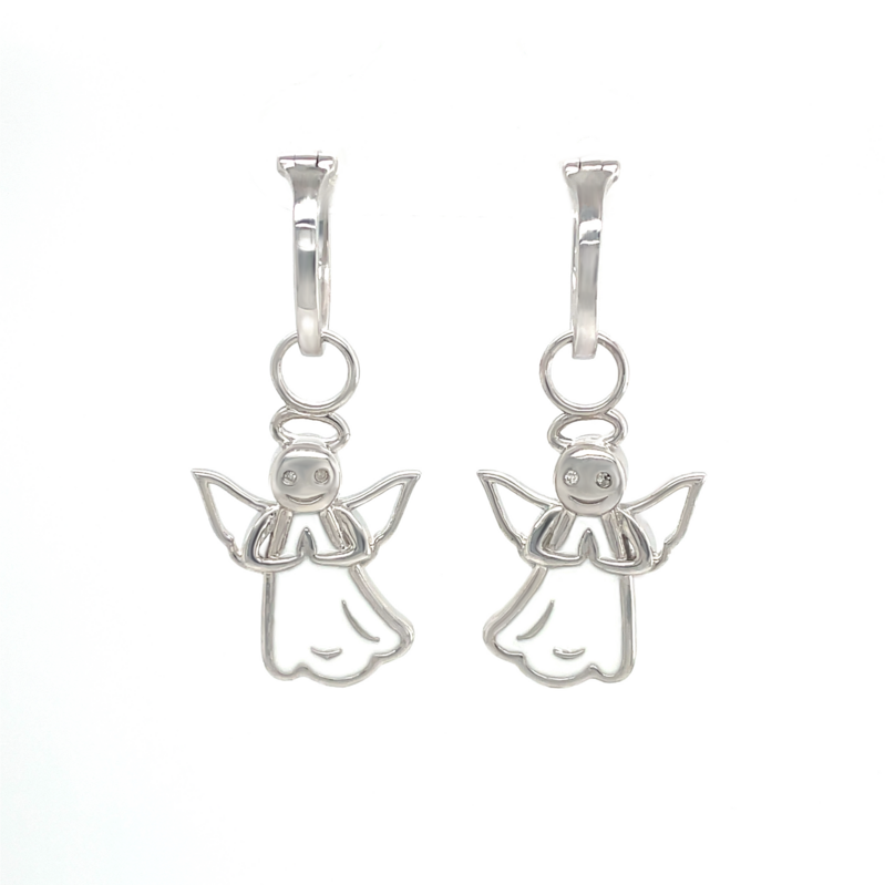 Angel & Devil Reversible Enamel Earrings - .02CTTW